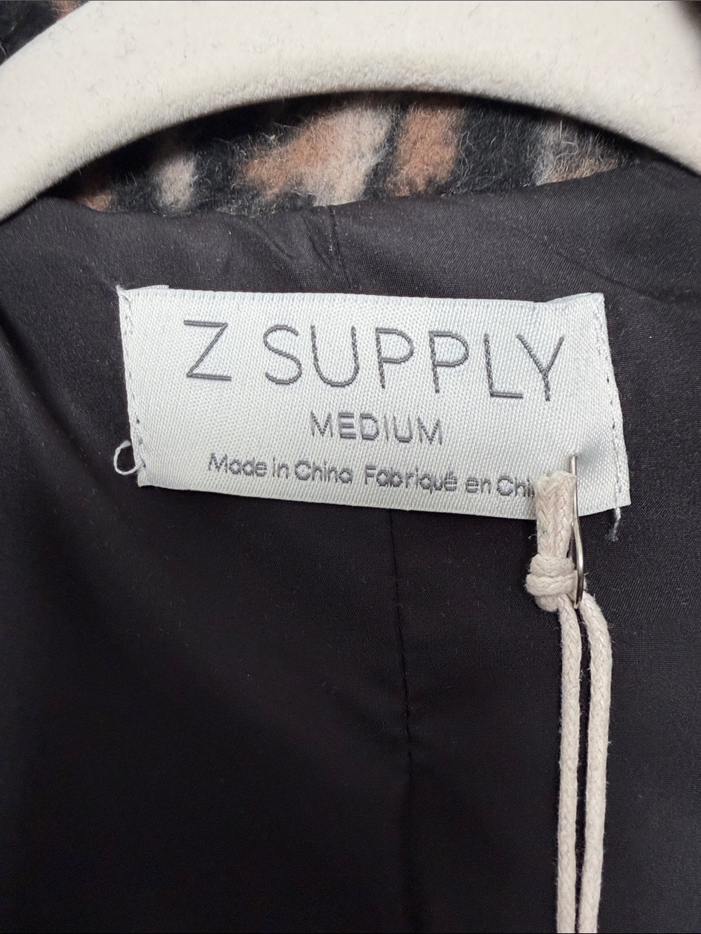 Z Supply Leopard Print Long Coat Black & Tan Car Coat Medium - Picture 3 of 8
